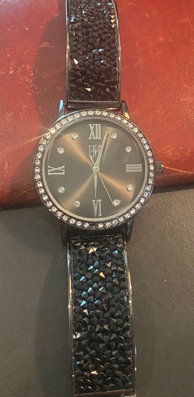 Women's 35mm Gun Metal Tone INC Watch, Crystal Accents